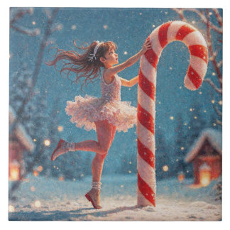 Azulejo Chica Anime Bailarina & Caña de Caramelo Navidad