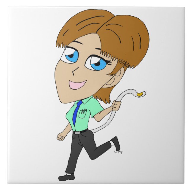 Azulejo chica chibi con cola (Frente)