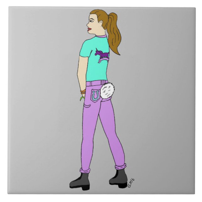 Azulejo chica con cola de conejo (Frente)