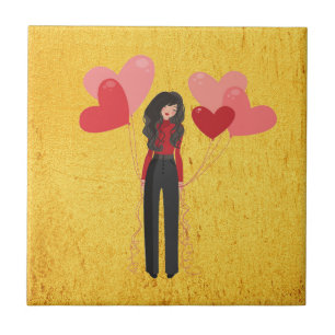 Azulejo Chica con globo caprichoso