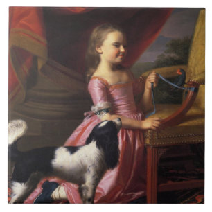 Azulejo Chica con pájaro y perro (John Singleton Copley)