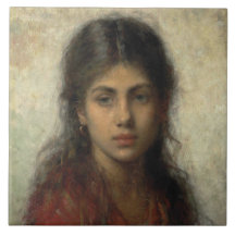 Chica con un Shawl Rojo (por Alexei Harlamoff)