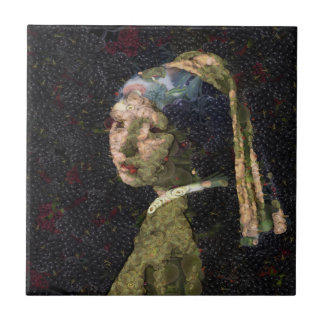 Azulejo Chica Con Una Parodia De Bella Artes De Fresas