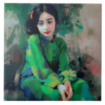 Chica con vestido verde