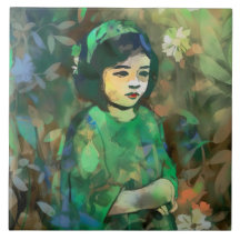 Chica con vestido verde