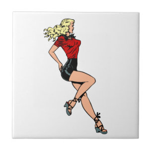 Azulejo Chica de al lado con encanto vintage, Rubia explos