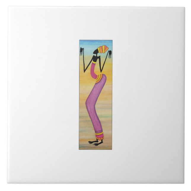 Azulejo Chica de arte africano elegante (Frente)