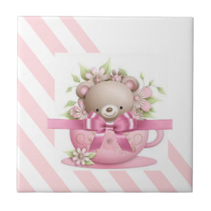 Azulejo Chica de banda de mosaico cerámica rosa y franja b