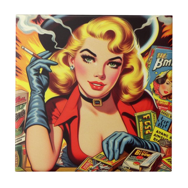 Azulejo Chica de campo de pulpa de cosecha (Frente)