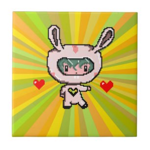 Azulejo Chica de conejo lindo de 8 bits de píxel de arte p