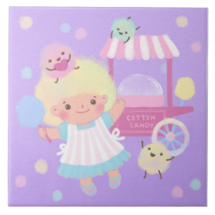 Azulejo Chica de golosinas con suaves monstruos fluffy