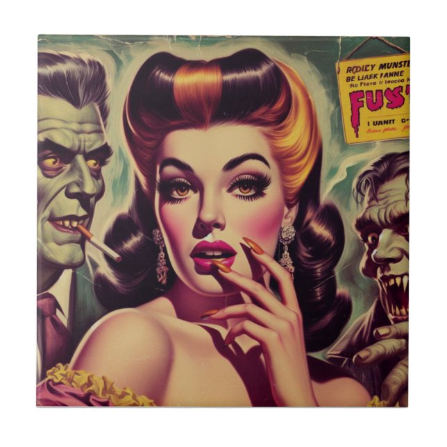 Azulejo Chica de Gótico de horror de época (Frente)