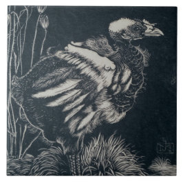 Azulejo Chica de pájaro saliendo de su nido (por Jan Manke