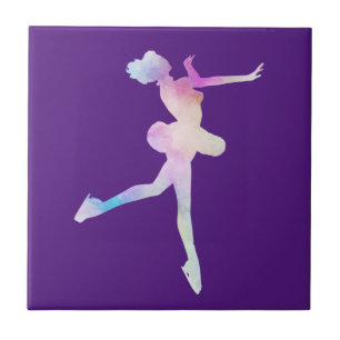 Azulejo Chica de patinaje sobre hielo acuarela