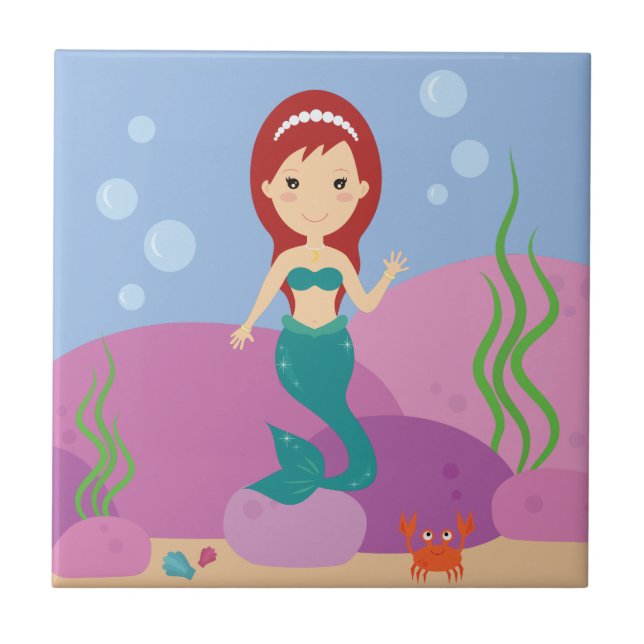 Azulejo Chica de sirenas subacuáticas (Frente)