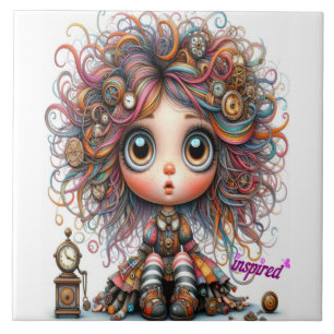 Azulejo Chica de Steampunk Quirky Tile Cerámico Inspirado