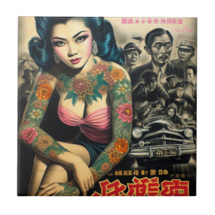 Azulejo Chica del tatuaje retro