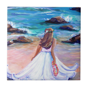 Azulejo Chica en Beach Hawaii Ceramic Tile
