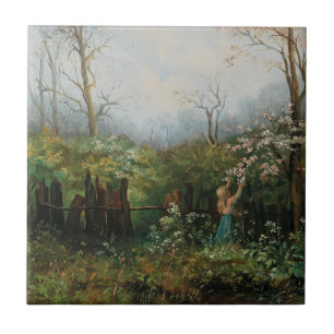 Azulejo Chica en el Jardín - Olga Wisinger-Florian