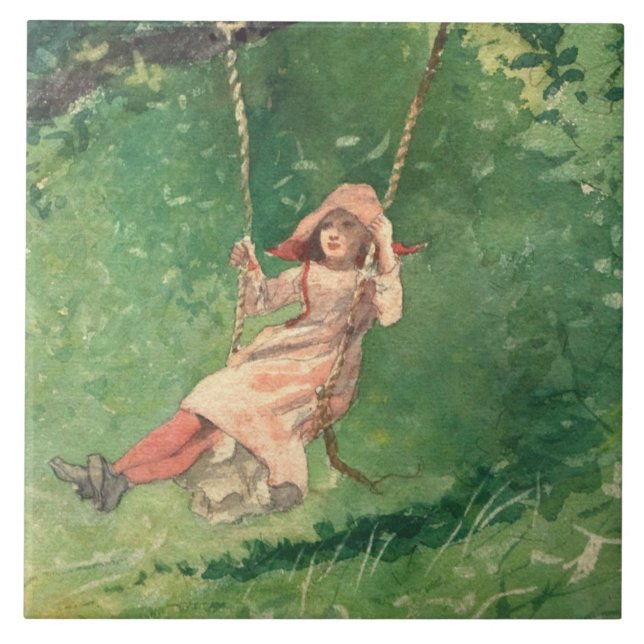 Azulejo Chica en un Swing (Infancia Rural) (Hogar Winslow) (Frente)