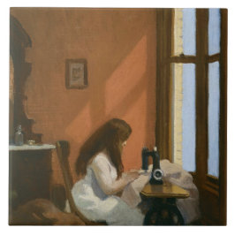 Azulejo Chica en una máquina de coser (por Edward Hopper)