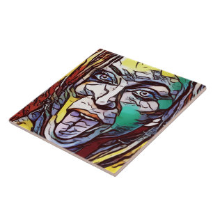 Azulejo Chica Graffiti Pintura arte cara a cara