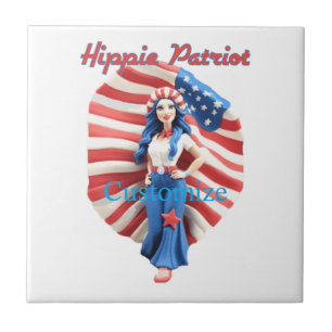 Azulejo Chica hippie patriótico Thunder_Cove