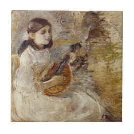 Azulejo Chica jugando al mandolín (por Berthe Morisot)