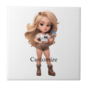 Azulejo Chica lindo Bonita Chica Thunder_Cove