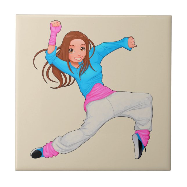 Azulejo Chica lindo del hip-hop del bailarín (Frente)