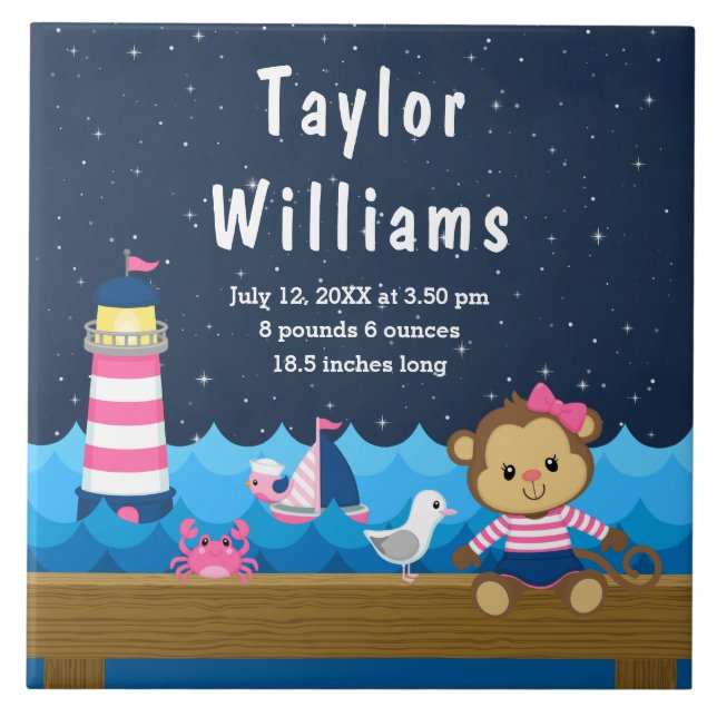 Azulejo Chica náutico Estadísticas de natalidad de la Mari (Frente)