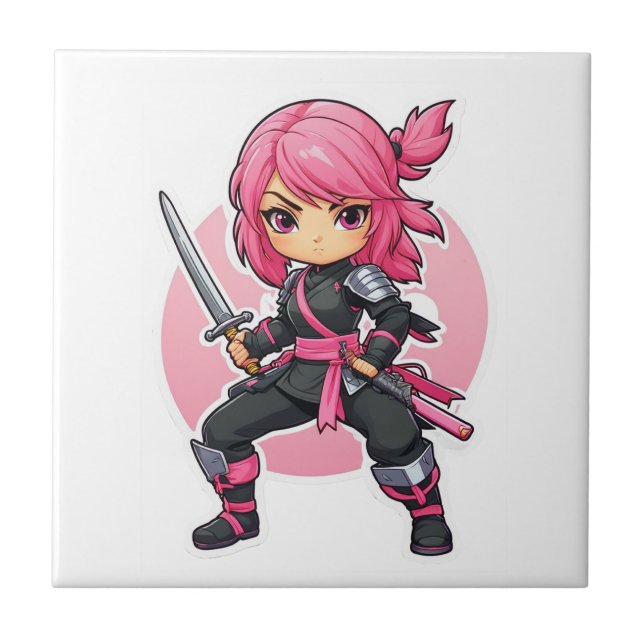 Azulejo Chica Ninja Rosa (Frente)