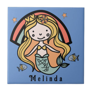 Azulejo Chica personalizada Escandinava Cute Mermaid
