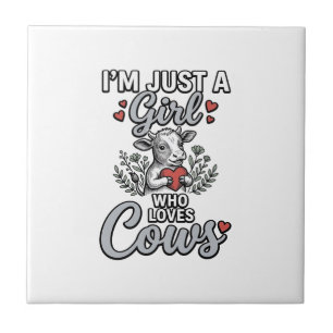 Azulejo Chica Que Ama Vacas Diseño De Camiseta De Vaca Bon