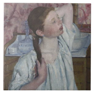 Azulejo Chica que arregla su pelo, 1886 (aceite en lona)
