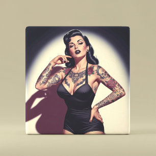 Azulejo Chica Retro con Tatuajes
