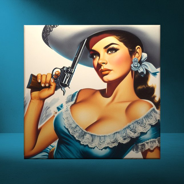 Azulejo Chica Retro del Salvaje Oeste (Subido por el creador)