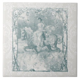 Azulejo Chica Romántica Montando a Caballo Grandmillennial