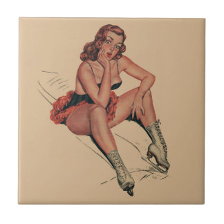 Azulejo Chica Sexy Vintage Ice Skater Pin Up