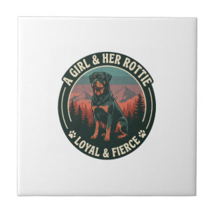 Azulejo Chica Su Rottie Leal Fiero Perro Rottweiler Montañ