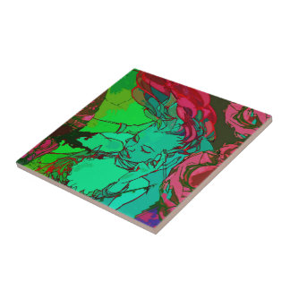 Azulejo Chica verde de la pintada