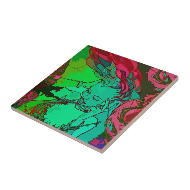 Azulejo Chica verde de la pintada (Lado)