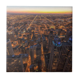 Azulejo Chicago céntrica en la puesta del sol