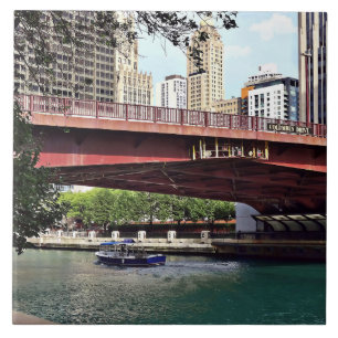 Azulejo Chicago IL - Taxi Agua Bajo El Puente Del Dr. Colu