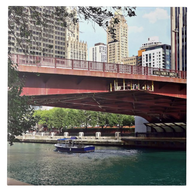 Azulejo Chicago IL - Taxi Agua Bajo El Puente Del Dr. Colu (Frente)