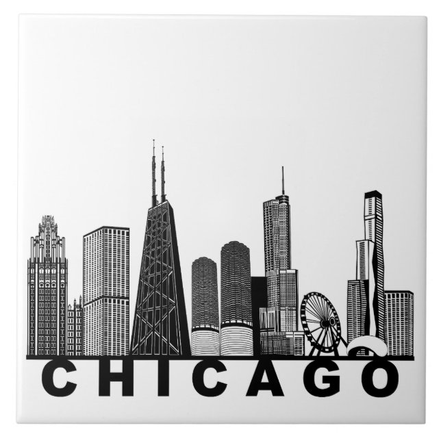 Azulejo Chicago Skyline Silhouette  (Frente)