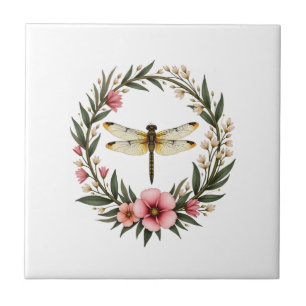 Azulejo Chicas Estéticas de Cottagecore Floral Libélula Li