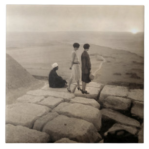 Azulejo Chicas Flapper Amanecer Pirámide de Keops, Egipto 