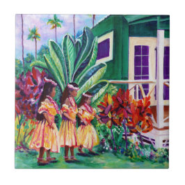 Azulejo Chicas hawaianos Keiki Hula