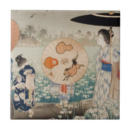 Azulejo Chicas japonesas ukiyo-e de época con arte de para